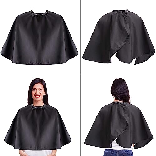 Duomama Waterproof Nylon Short Barber Cape for Hair Cutting, Dye, Styling, and Shampoo - Ideal Makeup Artist Cape for Professionals