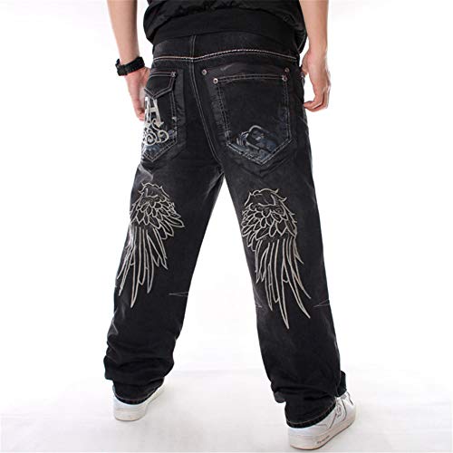 LUOBANIU Men's Vintage Hip Hop Style Baggy Jeans Denim Loose Fit Dance Skateboard Pants