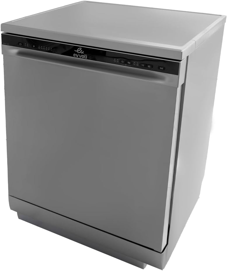 evvoli Dishwasher 12 place setting, 6 programs, 2 Rack Levels, 11 L,High Energy Efficiency, Quiet, Silver EVDW-122S