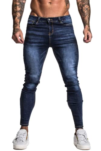 GINGTTO Men's Skinny Stretch Jeans Slim Fit Ripped Pants For Men Elastic Waist