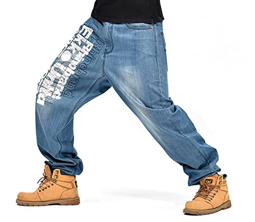 LUOBANIU Men's Vintage Hip Hop Style Baggy Jeans Denim Loose Fit Dance Skateboard Pants