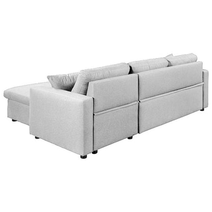 Karnak Diwan Sofa Cum Bed With Cushions L-Shaped Storage Space | Convertible Living Room Furniture (Grey)