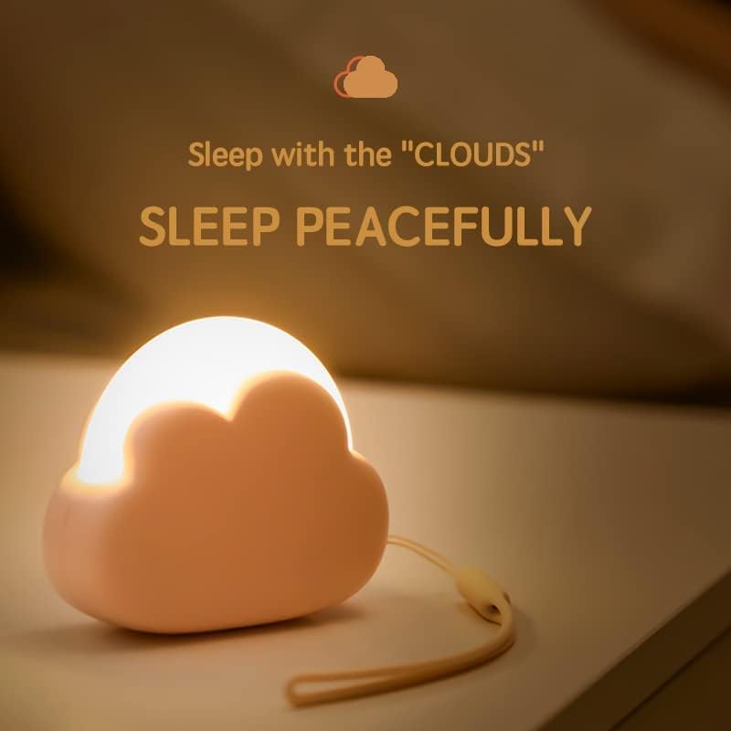 Valensole Cloud Kids Night Light, Cute Nursery Light for Baby, Bedroom Night Light with 2-color Dimmable, USB Rechargeable, Portable, LED with Silicone Detachable Lanyard, Camping Lamp (White)