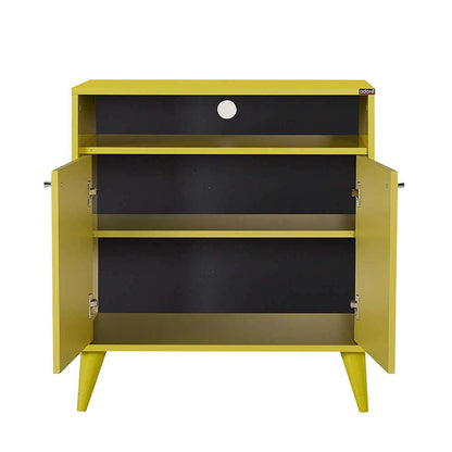 Adore Furniture London 2 Doors Decorative Multi-Purpose Cabinet, 73 cm Width x 79 cm Height x 42 cm Depth, Yellow