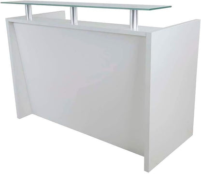 Mahmayi REC-2 Designer Reception Desk For Office Space, Front Office Desk (White-Coco Bolo)