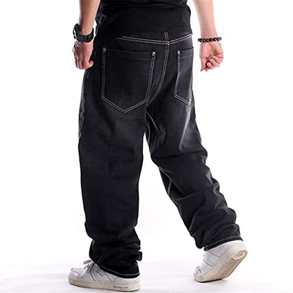 LUOBANIU Men's Vintage Hip Hop Style Baggy Jeans Denim Loose Fit Dance Skateboard Pants