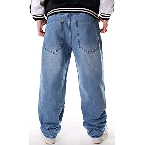 EnllerviiD Men's Relaxed Fit Classic Jeans - Loose Fashion Baggy Comfort Plain Hip Hop Denim Pants