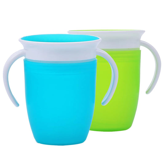 CRLED 2 PCS 360 Sippy Cup, Baby & Toddler Cups, 360 Toddler Cup, Non Spill Cup, 360 Trainer Cup Handle Shui Bei CAE