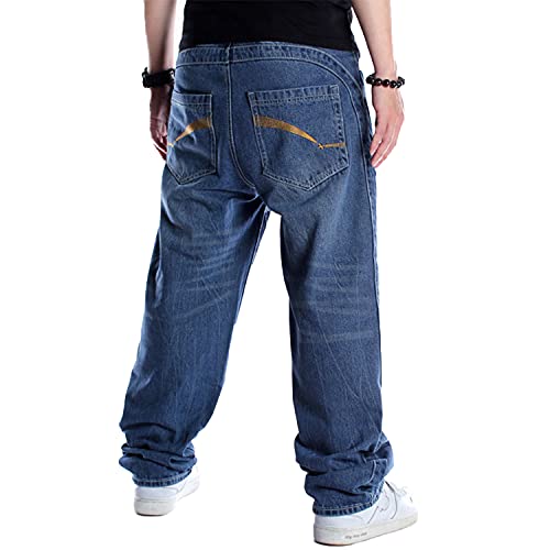 EnllerviiD Men's Relaxed Fit Classic Jeans - Loose Fashion Baggy Comfort Plain Hip Hop Denim Pants