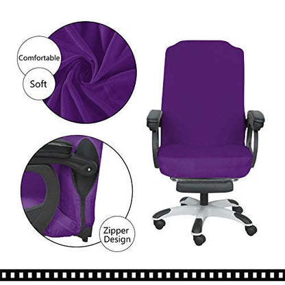 SARAFLORA Polyester Solid Stretch Washable Computer Chair Slipcovers for Universal Rotating for Boss, Office Chair (Large, Black)