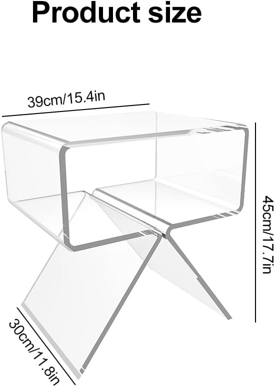 CJYSHOP Acrylic Nightstand End Table Acrylic Side Table Modern Design Clear Table Home Decor Display for Bedroom Living Room A Shaped Leg Clear (orange)