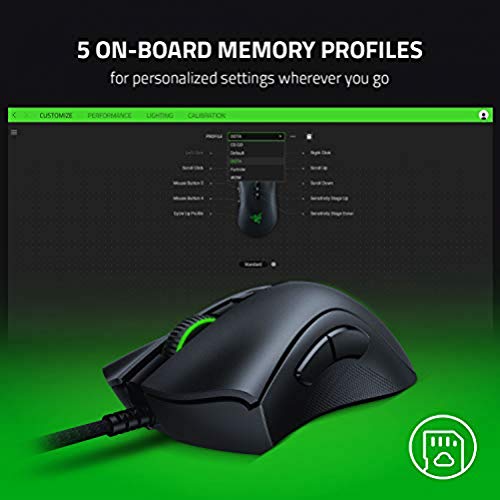 Razer DeathAdder V2 Gaming Mouse: 20K DPI Optical Sensor - Fastest Gaming Mouse Switch - Chroma RGB Lighting - 8 Programmable Buttons - Rubberized Side Grips - Classic Black