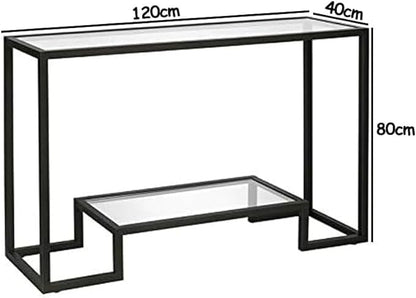 JOHN'SDECOR Console Table Pre Assembled Glass Shelves with Metal Frame Entrance Console Table Sofa Side Table Hallway Console Table Modern Entryway Console Table (Small 55 x 20 x 70 Cm)