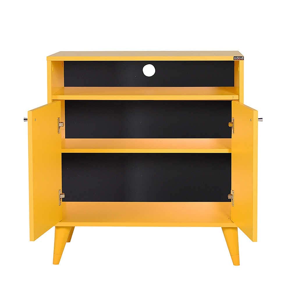 Adore Furniture London 2 Doors Decorative Multi-Purpose Cabinet, 73 cm Width x 79 cm Height x 42 cm Depth, Yellow