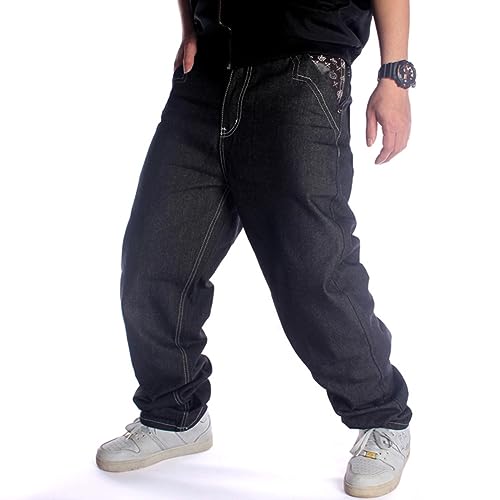 Ruiatoo Men's Classic Baggy Jeans Daily Loose Denim Jeans Hip Hop Dance Jogging Long Casual Pants