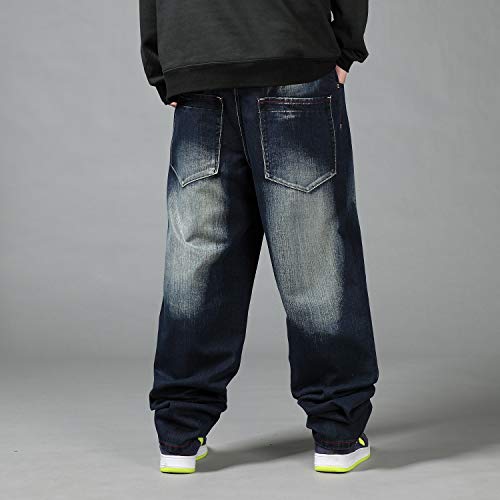 SMIOPDES Men's Baggy Jeans Loose Fit Hip Hop Pants - Classic Straight Skateboard Denim Jeans