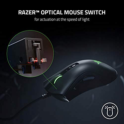 Razer DeathAdder V2 Gaming Mouse: 20K DPI Optical Sensor - Fastest Gaming Mouse Switch - Chroma RGB Lighting - 8 Programmable Buttons - Rubberized Side Grips - Classic Black