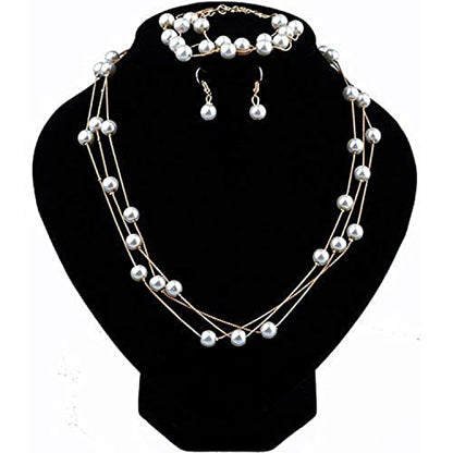 Shining Diva Fashion Pearl Jewellery Set for Women (White) (sd8431s)