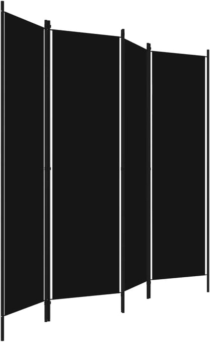 vidaXL 3-Panel Room Divider Folding Panel Screen Movable Partition Privacy Separator Wall Furniture Indoor Bedroom Office Black 150x180 cm