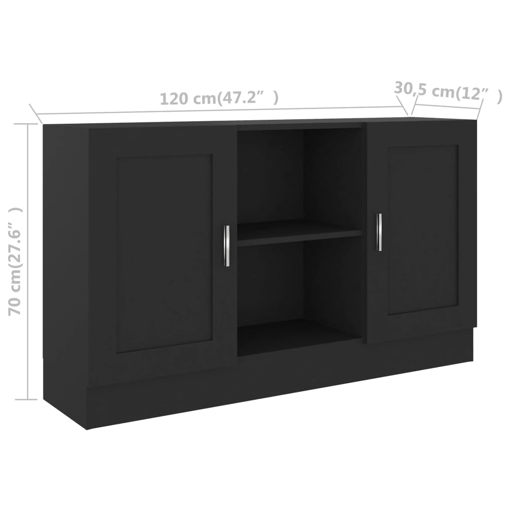 vidaXL Sideboard Storage Cupboard Side Buffet Cabinet Home Organiser Furniture Living Room Bedroom Indoor Decoration Black Engineered Wood