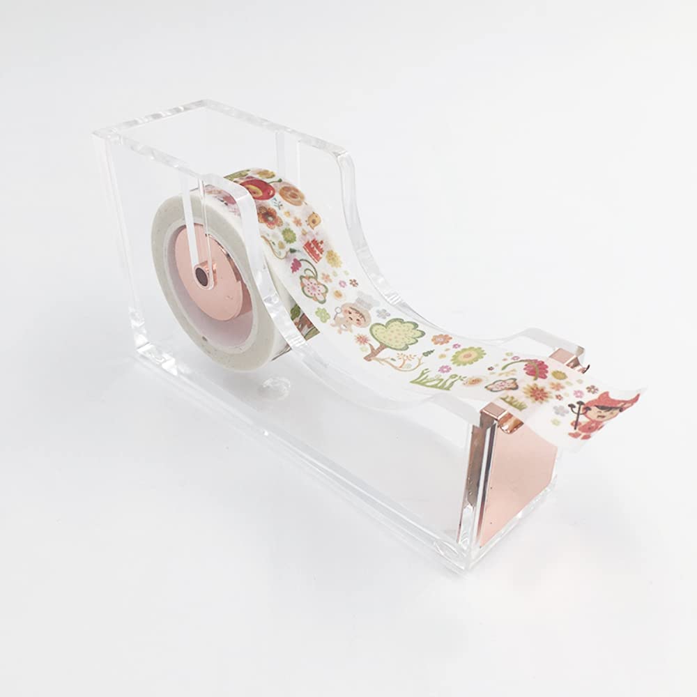 Acrylic Tape Dispenser, KASTWAVE Modern Design Office Desktop Tape Dispenser Metal Core Tape Holder Gold Decorative Accessory for Office School Supplies