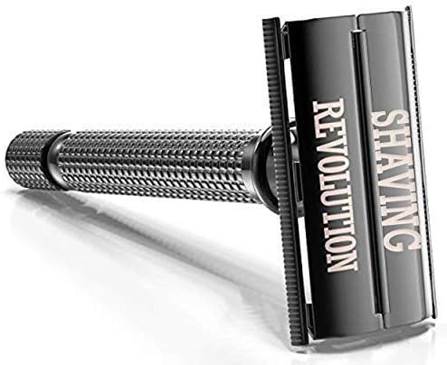 SHAVING REVOLUTION Double Edge Safety Razor Men + 10 Blades - Butterfly Open Razor with 10 Japanese Stainless Steel Double Edge Safety Razor Blades - Close, Clean Shaving Razor for Men - Mens Razor