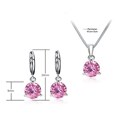 Jewelry Set Heart Pendant Necklace and Earrings Set Cubic Zirconia Jewellery for Women