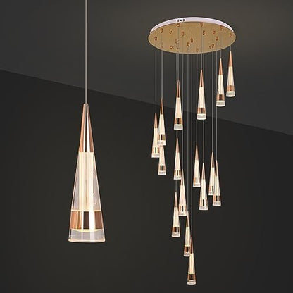 YT YATAI LIGHTING LED Pendant Light Ceiling 3 Heads,Dining Room Table Pendant Light,Black Gold Modern Cylinder Shape Pendant Lamp,Adjustable Color Temperature Acrylic Hanging Light(18W,3-Lights)