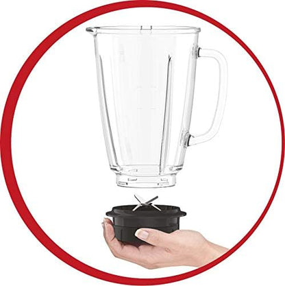 MOULINEX Blender | BlendForce XXL Jar 2.8 L Blender Smoothie Maker | Mixer | 600 W | 2 Attachments | 2.8L XXL Plastic Jar| 6 Powelix Blades | Ice Crush | 2 Speeds | 2 Years Warranty | LM458127