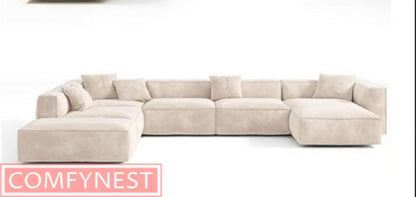 Comfynest Modern U Shape Sofa Set Velvet Fabric Corner Sectional Couch (Left Bed)