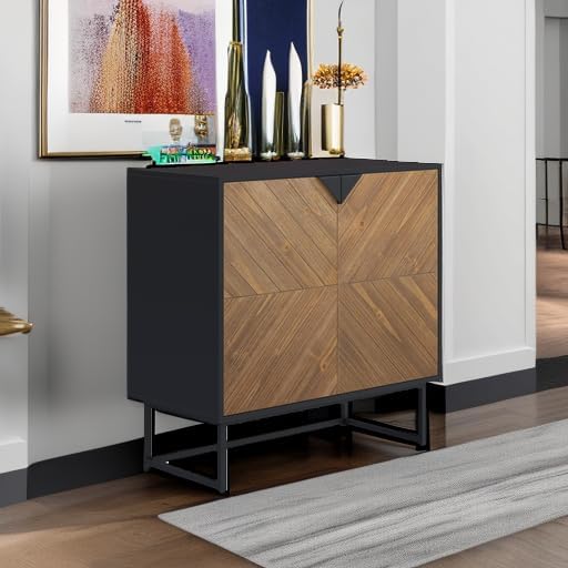 Nathan James Storage, Buffet, Sideboard, Free Standing Accent Cabinet for Hallway, Entryway or Living Room, Engineered Wood, Walnut Brown/Black, 1