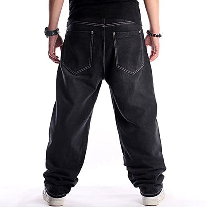 LUOBANIU Men's Vintage Hip Hop Style Baggy Jeans Denim Loose Fit Dance Skateboard Pants