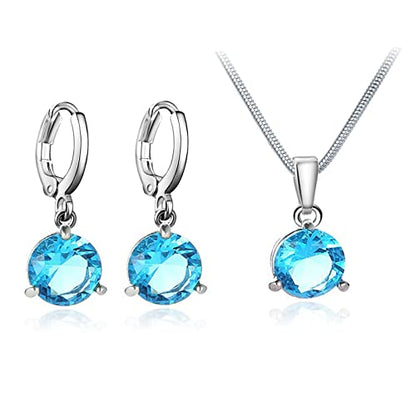 Jewelry Set Heart Pendant Necklace and Earrings Set Cubic Zirconia Jewellery for Women