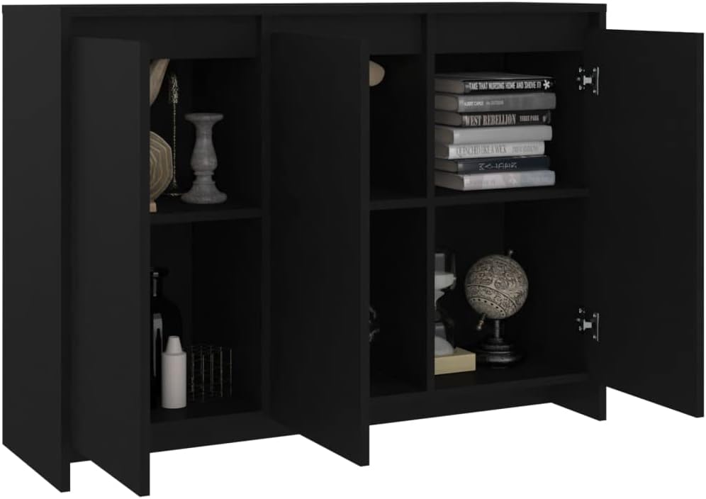 vidaXL Sideboard Home Living Room Bedroom Hallway Furniture Modern Decor Storage Side Cabinet Oragniser Buffet Cupboard Black Engineered Wood