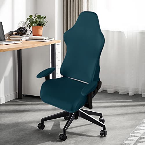 SARAFLORA Polyester Solid Stretch Washable Computer Chair Slipcovers for Universal Rotating for Boss, Office Chair (Large, Black)