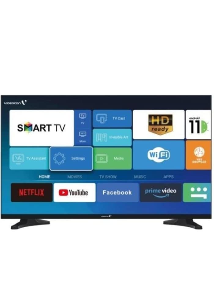 Videocon 43 Inch TV Full HD Smart Android 11 Google Play Netflix, YouTube, Shahid, Built, in Bluetooth, & WiFi, Black Color Model - E43EL1100-1 Year Full Warranty.