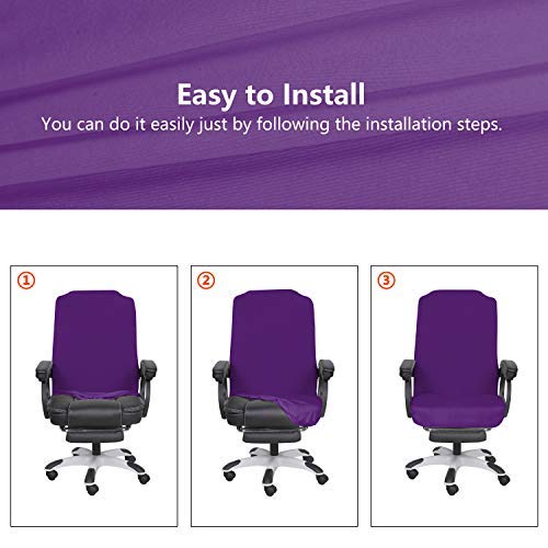 SARAFLORA Polyester Solid Stretch Washable Computer Chair Slipcovers for Universal Rotating for Boss, Office Chair (Large, Black)