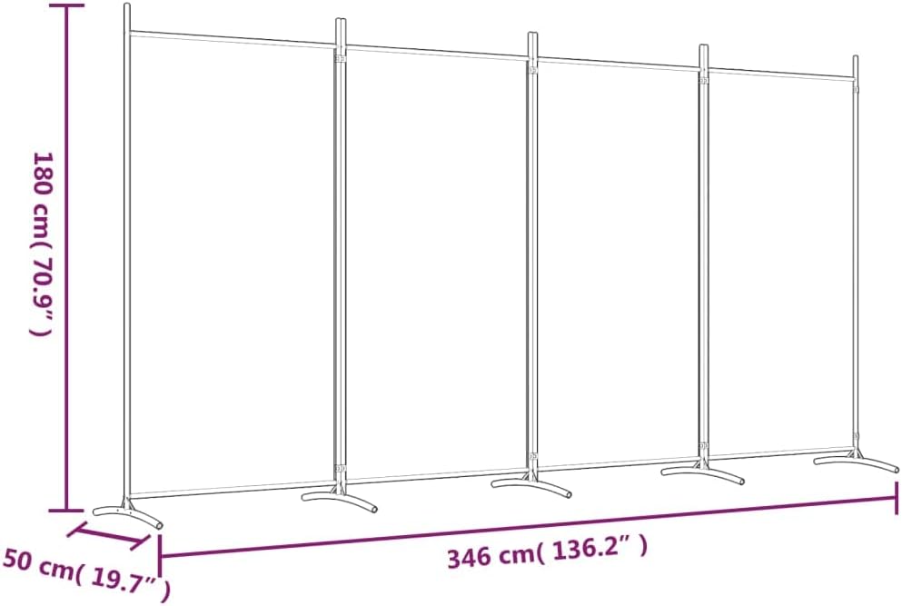 vidaXL 1-Panel Room Divider Folding Panel Screen Movable Partition Privacy Separator Wall Furniture Indoor Bedroom Office Black 175x180 cm