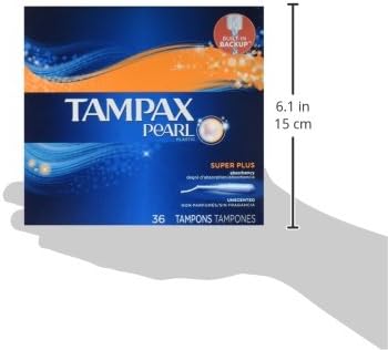 Tampax Pearl Tampons Super Plus Absorbency, with Leakguard Braid, Unscented, 50 Count