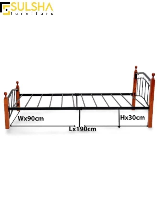 Modern Wooden Steel Single Bed With 6 Legs 90X190 Cm