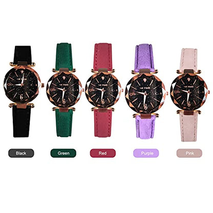 Joleritc Women's Watch Set with Bracelet Fashion Luminous Hands Gear Movement Retro Quartz Wristwatch