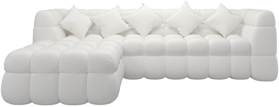 L-Shape Sofa 4 Seaters Luxury Couch Modern Design Sectional Sofa For Living Room Furniture Color - White for Living Room Bedroom Home and Office