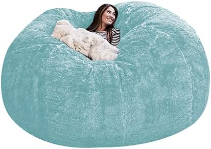 EKWQ Bean Bag,Big Huge Giant Bean Bag Chair for Adults, (No Filler) Bean Bag Chair for Adults Kids Comfy Fluffy Giant Round Beanbag Lazy Sofa Cover- Machine Washable Covers, Double Stitched Seams