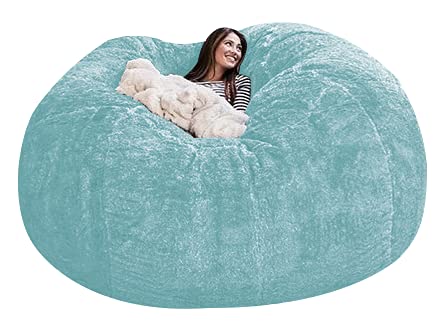 EKWQ Bean Bag,Big Huge Giant Bean Bag Chair for Adults, (No Filler) Bean Bag Chair for Adults Kids Comfy Fluffy Giant Round Beanbag Lazy Sofa Cover- Machine Washable Covers, Double Stitched Seams