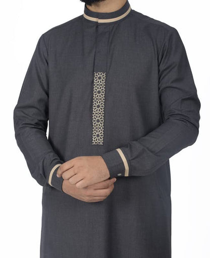 Deen Charcoal Thobe for Men | Mens Islamic Clothing - Jubba | Kandroa