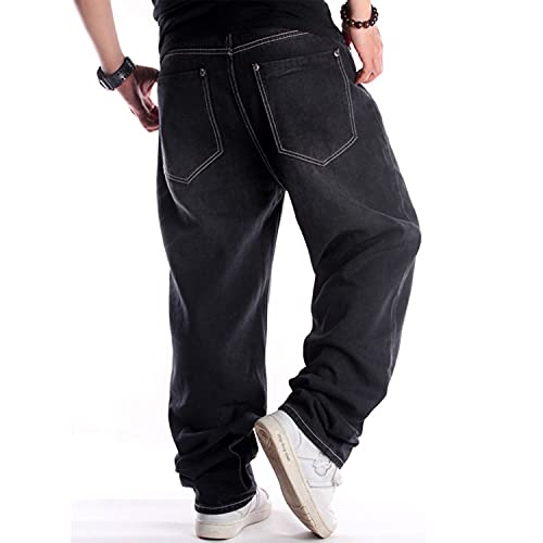 EnllerviiD Men's Relaxed Fit Classic Jeans - Loose Fashion Baggy Comfort Plain Hip Hop Denim Pants