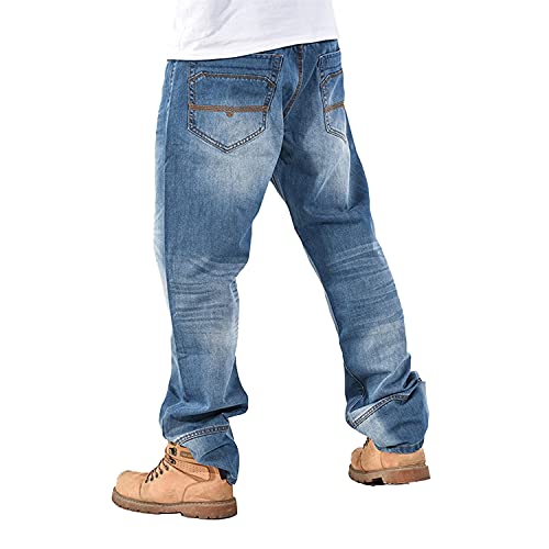 EnllerviiD Men's Relaxed Fit Classic Jeans - Loose Fashion Baggy Comfort Plain Hip Hop Denim Pants