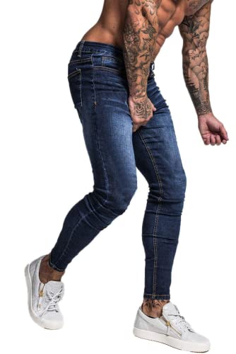 GINGTTO Men's Skinny Stretch Jeans Slim Fit Ripped Pants For Men Elastic Waist