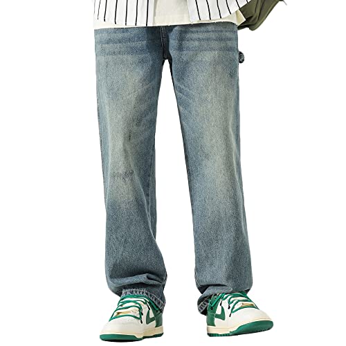 DOSLAVIDA Men's Baggy Jeans Loose Fit Ripped Distressed Jean Relaxed Skateboard Denim Pants with Holes