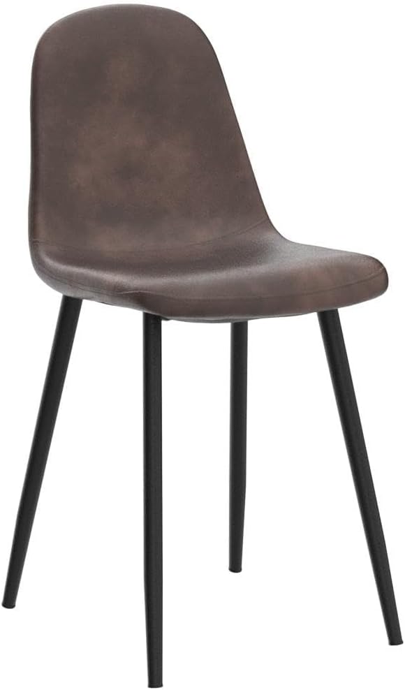 CangLong Washable PU Cushion Seat Back, Mid Century Metal Legs for Kitchen Dining Room Side Chair, 4 pcs pack, Brown 4